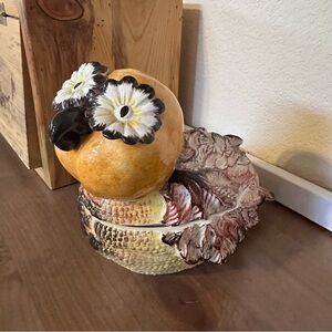 Bassano Vintage Italian Porcelain Owl Soup Tureen Bowl / Candy Dish